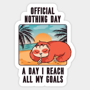 Cute Lazy Beach Sloth Nothing Day Design Sticker